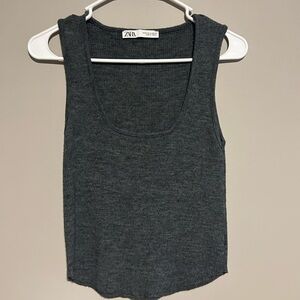 Zara Ribbed Grey Tank